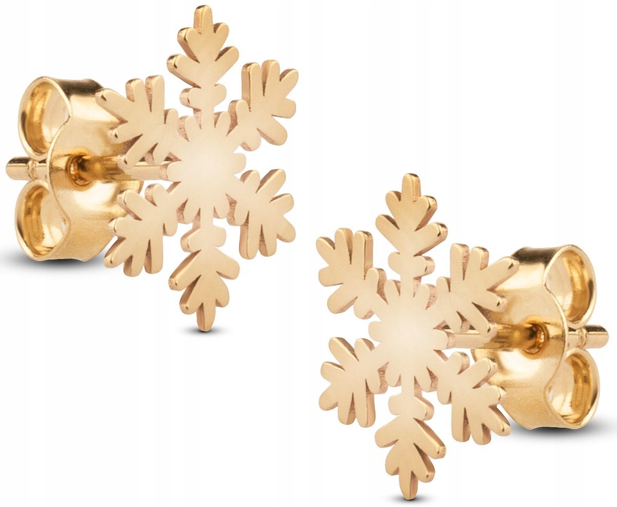 ZŁOTE KOLCZYKI SZTYFT ŚNIEŻYNKI ŚNIEŻYNKA 585
