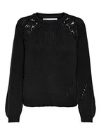 Swetry damskie - ONLY Onlmagge Life L/S Lace KNT Noos sweter damski, Czarny/szczegóły: dtm Lace, XL - miniaturka - grafika 1