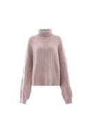 Koszulki i topy damskie - Aleva Damski top z dzianiny Vintage Twist z golfem akryl beżowy rozmiar XL/XXL, beżowy, XL - miniaturka - grafika 1