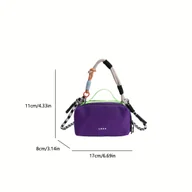 Torebki damskie - TEMU Stylowa fioletowa torba na ramię z neonowym zielonym zamkiem błyskawicznym, trwała tkanina Oxford, regulowany pasek, idealna na aktywność na - miniaturka - grafika 1