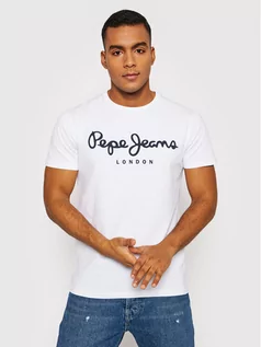 Koszulki męskie - Pepe Jeans T-Shirt Original PM508210 Biały Slim Fit - grafika 1
