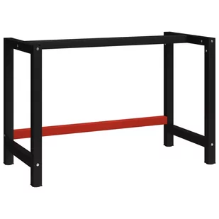 vidaXL Metalowa rama pod blat roboczy, 120x57x79 cm, czarno-czerwona - Meble modułowe i akcesoria - miniaturka - grafika 1