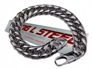 Bransolety męskie - SREBRNA BRANSOLETA MĘSKA GRUBA PANCERKA STAL 316L - miniaturka - grafika 1