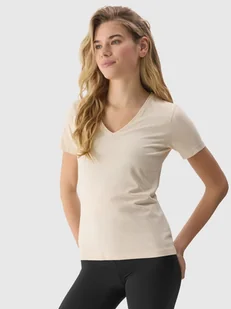 T-shirt gładki z bawełną organiczną damski 4F - Koszulki i topy damskie - miniaturka - grafika 1