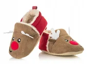 Buty dla dziewczynek - Świąteczne buciki niechodki z reniferem 0-6m. - miniaturka - grafika 1