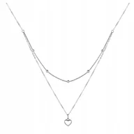 Łańcuszki - Srebrny łańcuszek pr 925 SERCE KULECZKI podwójny srebro wisior kulki S925 - miniaturka - grafika 1