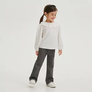 Spodnie i spodenki dla dziewczynek - Reserved - Spodnie flare - Szary - grafika 1
