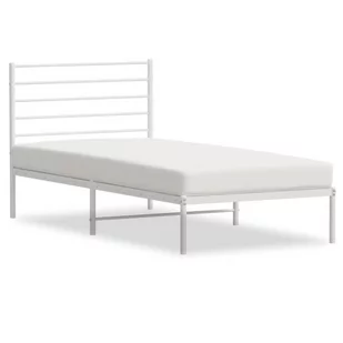 Metalowa rama łóżka z wezgłowiem, biała, 90x200 cm Lumarko! - Łóżka - miniaturka - grafika 3