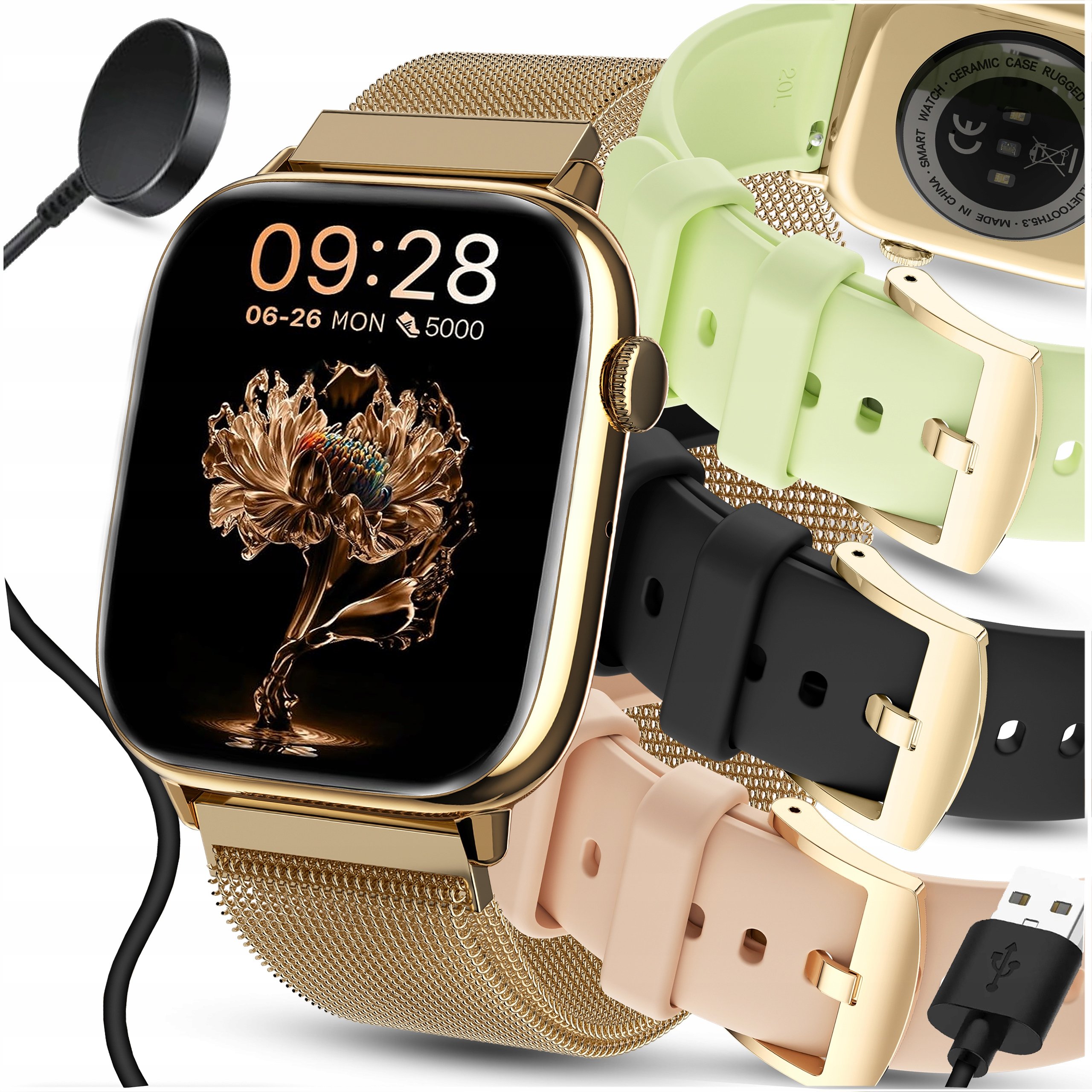 Mocny Wytrzymały Smartwatch Zegarek Damski Sportowa Opaska