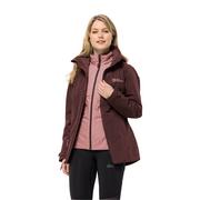 Kurtki damskie - Damska kurtka 3w1 Jack Wolfskin BERGLAND 3IN1 JKT W dark maroon - M - miniaturka - grafika 1