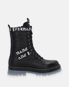 Botki damskie - Czarne workery z naszywkami - Venezia - miniaturka - grafika 1