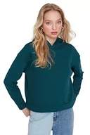 Bluzy damskie - Trendyol Damska bluza z kapturem, zwykła, turkusowa, L, Niebieskozielony - miniaturka - grafika 1