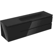 Szafki łazienkowe - Mexen Orio szafka łazienkowa 160 cm z umywalką Vela prawą, 2S, 1D, czarna połysk/czarna mat - 91A13-16047-3-BBFFF70-W23P71 - miniaturka - grafika 1