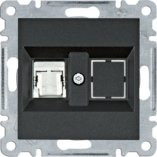 Hager Gniazdo komputerowe RJ45 kat. 6 FTP LUMINA - czarny mat - Gniazdka elektryczne - miniaturka - grafika 1