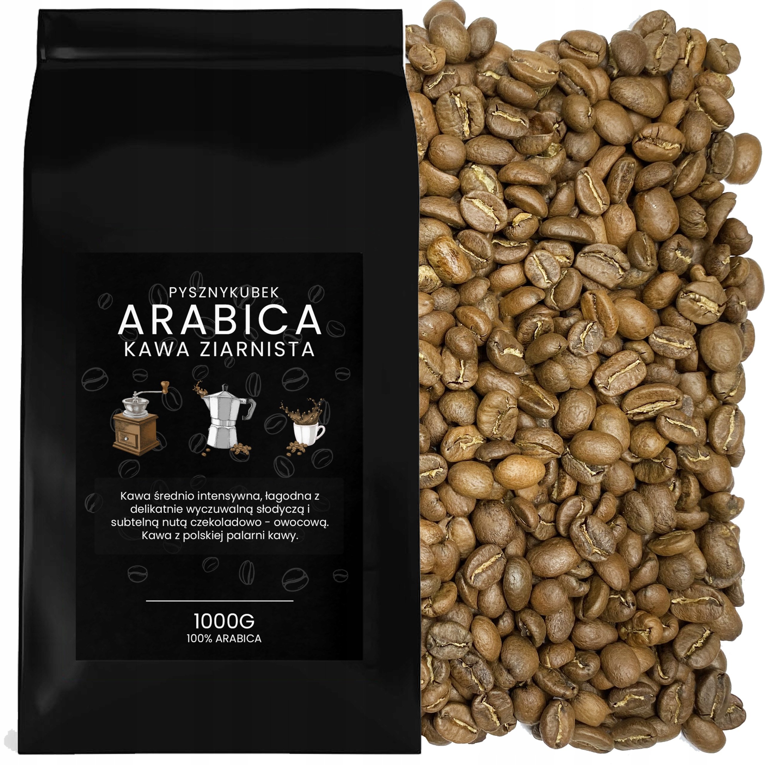 Kawa ziarnista Arabica 100% 1 kg PysznyKubek bez kwasowości