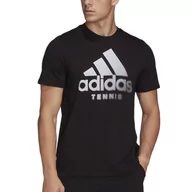 Koszulki sportowe męskie - Koszulka adidas Tennis Aeroready Graphic HA0971 - czarna - Adidas - miniaturka - grafika 1