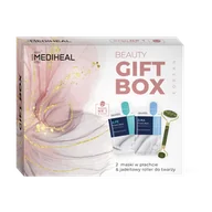 Zestawy kosmetyków damskich - Mediheal Beauty Gift Box - 2 Maski w płachcie + Roller Jadeitowy do masażu twarzy - miniaturka - grafika 1