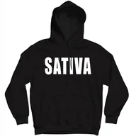 Bluzy męskie - Sativa Czarna Bluza Marihuana 420 Cannabis THC - miniaturka - grafika 1