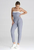 Kombinezony - Klasyczny KOMBINEZON z odkrytymi ramionami Szary roz. XL - miniaturka - grafika 1