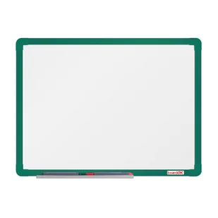 boardOK Biała magnetyczna tablica boardOK, 60 x 45 cm, zielona rama VOK060045-1400 - Tablice i flipcharty - miniaturka - grafika 1