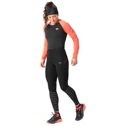 DYNAFIT Spodnie damskie Trail Reflective Tights W Black Out - Spodnie sportowe damskie - miniaturka - grafika 1