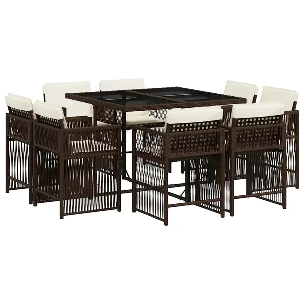 Zestaw mebli ogrodowych rattan PE brązowy 110x106x73 cm