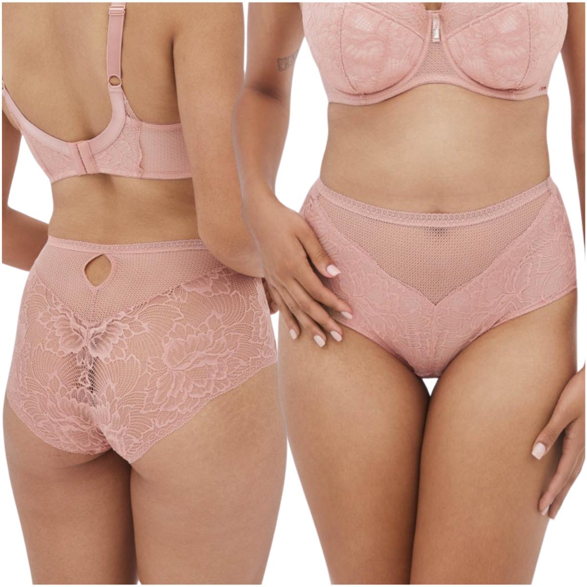 Majtki alles nude rose z wysokim stanem róż - rozmiar 40