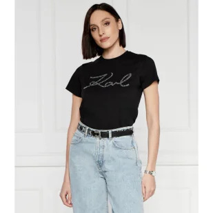 Karl Lagerfeld T-shirt rhinestone | Regular Fit - Koszulki i topy damskie - miniaturka - grafika 1
