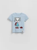 Bluzki dla niemowląt - Reserved - Bawełniany t-shirt Kicia Kocia - jasnoniebieski - miniaturka - grafika 1