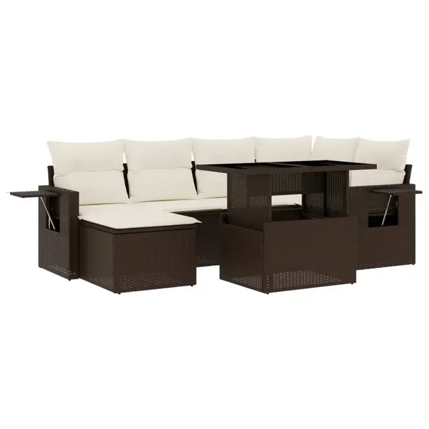 Zestaw wypoczynkowy rattan PE brązowy 62x62x69 cm