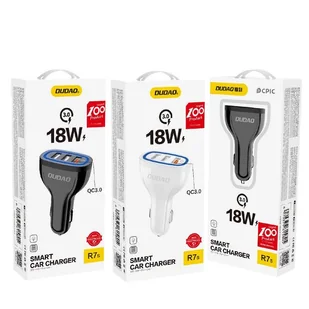 Dudao ładowarka samochodowa szybkie ładowanie Quick Charge 3.0 QC3.0 2.4A 18W 3x USB biały (R7S white) - Ładowarki samochodowe - miniaturka - grafika 11