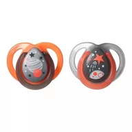 Smoczki uspokajające - Smoczki Tommee Tippee Night Time 0-6M Pomarańcz-Szary - miniaturka - grafika 1