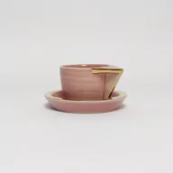 Filiżanki - Filiżanka espresso, różowa, złocona - miniaturka - grafika 1