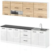 Meble kuchenne - Meble Kuchenne Kuchnia Modułowa Robo Lux 2.6m Zestaw Sonoma Biały Połysk - miniaturka - grafika 1