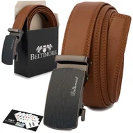 Paski - Pasek męski skórzany klamra automatyczna brązowy Beltimore A45 brązowy, beżowy r.115-130 cm - miniaturka - grafika 1