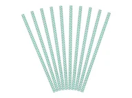 Gadżety dla niej i dla niego - PartyDeco Słomki papierowe, "Chevron", niebieskie, 19,5 cm, 10 sztuk - miniaturka - grafika 1