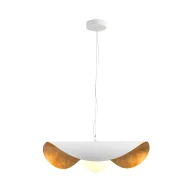 Lampy sufitowe - Wisząca lampa Enzo 60 w eleganckim biało-złotym wykończeniu ze szklanym mlecznym kloszem - miniaturka - grafika 1