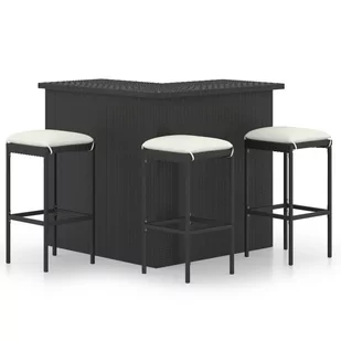 vidaXL 4-cz zestaw barowy do ogrodu poduszki rattan PE czarny 3064923 3064923 - Pozostałe meble ogrodowe - miniaturka - grafika 1