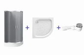 Kabiny prysznicowe - Zestaw Deante Funkia Kabina półokrągła 90 cm, szkło grafitowe + Deante Funkia Brodzik półokrągły 90 cm + Deante Easy Clean Syfon do brodzików o odpływie 50 mm - miniaturka - grafika 1