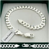 Bransolety męskie - Srebrna Bransoleta Męska Diamentowana 24Cm/6Mm Pancerka Srebro 925 + Grawer - miniaturka - grafika 1