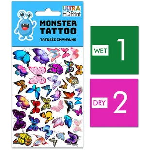 TATUAŻE ZMYWALNE DLA DZIECI MOTYLKI WZORY ORYGINALNE - Zabawki kreatywne - miniaturka - grafika 1