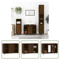 Szafki łazienkowe - The Living Store Brązowa dębowa szafka łazienkowa 80x33x60 cm materiał drewnopochodny - miniaturka - grafika 1