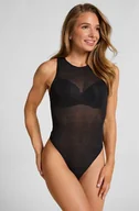 Biustonosze - Hunkemöller Body z dzianiny z wycięciem typu racer back Czarny - miniaturka - grafika 1