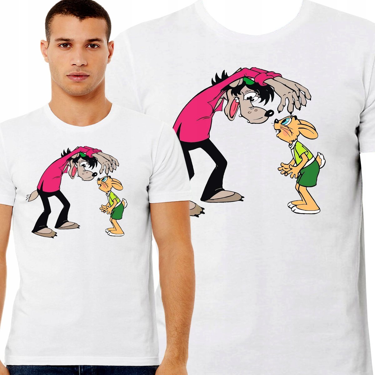 ŚMIESZNA KOSZULKA MĘSKA WILK I ZAJĄC NU POGODI PREMIUM JAKOŚĆ XL 3453