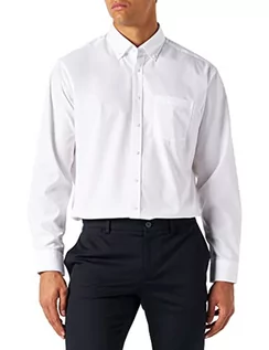 Koszule męskie - Seidensticker Męska koszula biznesowa, niewymagająca prasowania, prosty krój, krój regularny, długi rękaw, kołnierz button-down, kieszeń na piersi, 100% bawełna, biały (White 0001), 40 - grafika 1