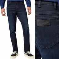 Spodnie męskie - Wrangler TEXAS SLIM Deep Blue Black GRANATOWE SPODNIE JEANSOWE W34 L32 - miniaturka - grafika 1