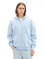Bluzy męskie - Męska bluza z kapturem o luźnym kroju TOM TAILOR Denim Bluza dresowa z nadrukiem z tyłu, 32245-wyblakły średni niebieski, XL - miniaturka - grafika 1