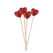 Walentynki - Brokatowe serca na piku 4 szt. - miniaturka - grafika 1