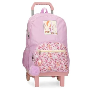 Pepe Jeans Sandra Plecak szkolny z wózkiem Różowy 32x44x22 cms Poliester 21,6L by Joumma Bags, Różowy, plecak szkolny na kółkach - Plecaki szkolne i tornistry - miniaturka - grafika 1