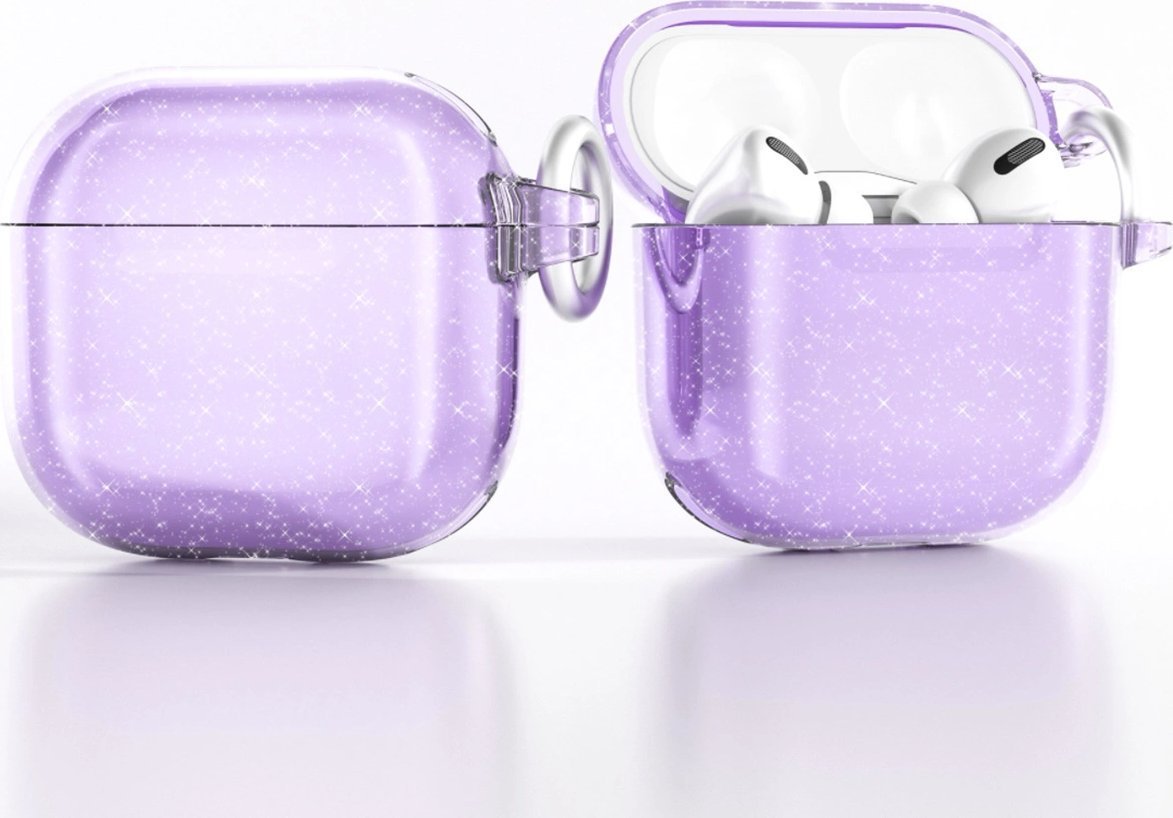 Etui brokatowe na AirPods 4 - fioletowe
